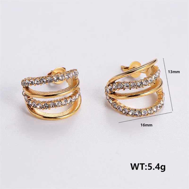 Luxe Double-Band 18k Gold Plated Zirconia Earrings