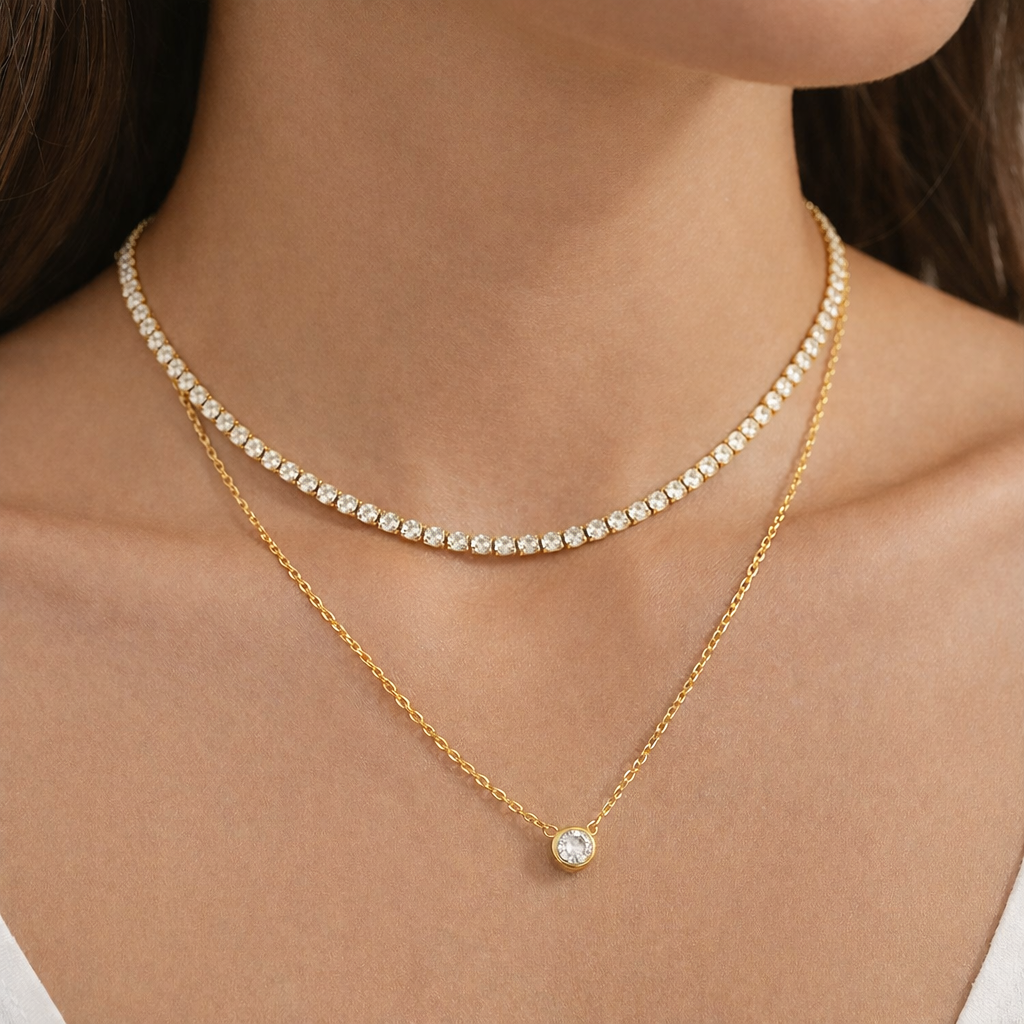 Double Drip Tennis Necklace