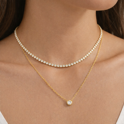 Double Drip Tennis Necklace