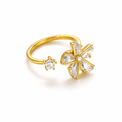 Rotatable Floral Goldplated Ring