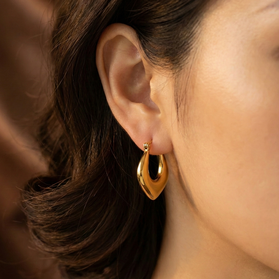 Golden Flux Hoop Earrings – 18K Gold Plated | Eira Collections