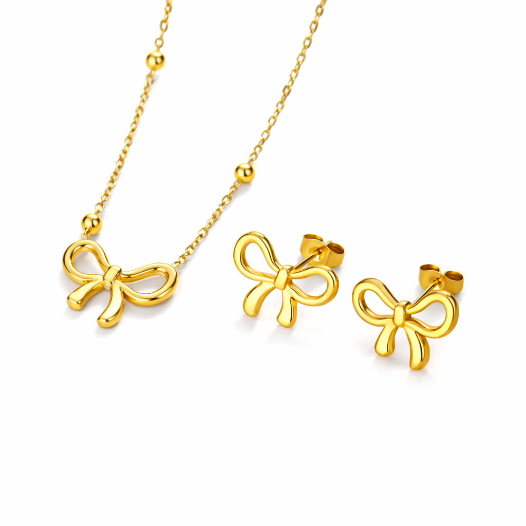 Golden Bow Charm Set – 18K Gold-Plated