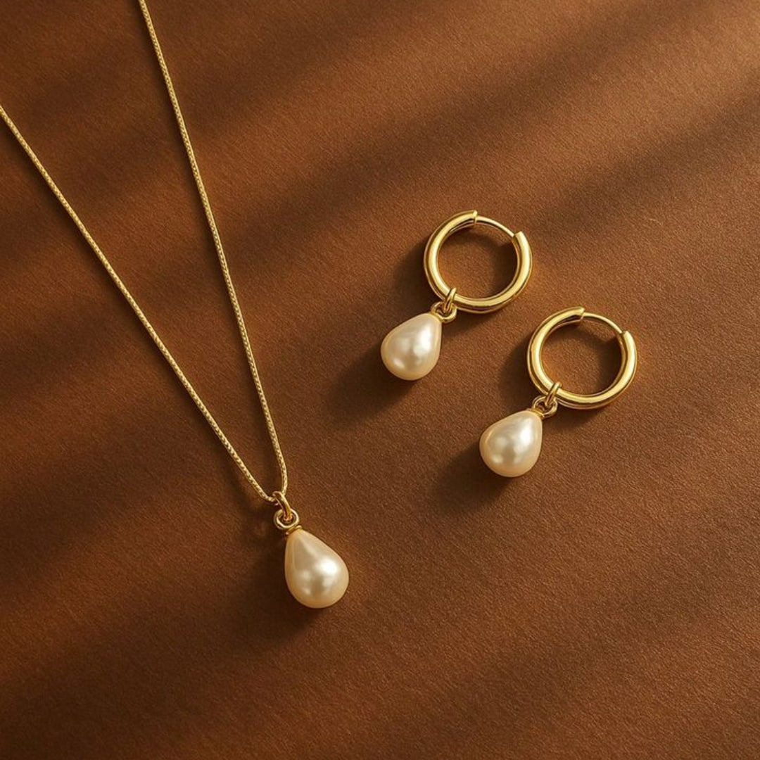 Aurielle Pearl Necklace Set – 18K Gold Plated