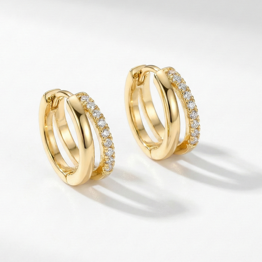 LuxeTwist Crystal Hoop Earrings – 18K Gold Plated | Eira Collections