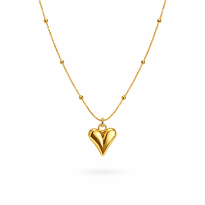 Gold plated Puffed Heart Necklace
