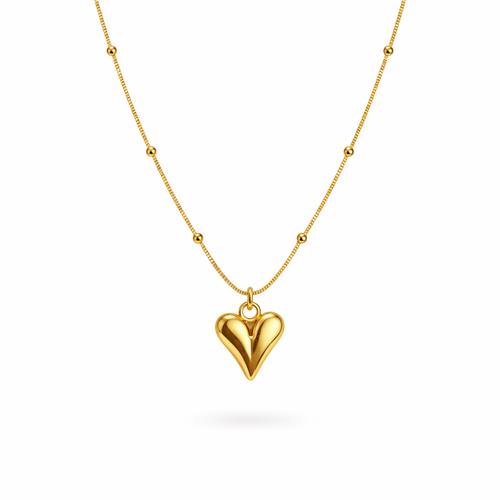 Gold plated Puffed Heart Necklace