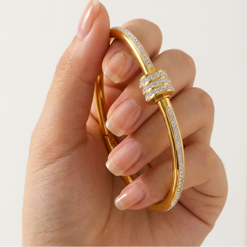 18K Gold Plated Multi-Row Crystal Kada