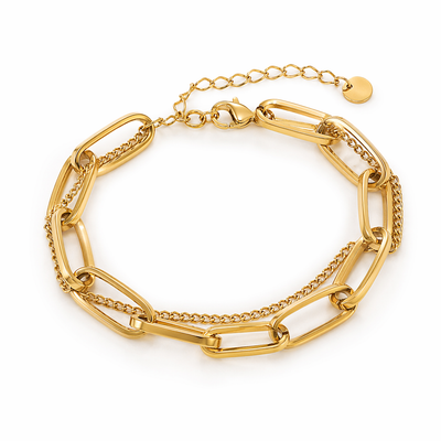 Elegant 18K Gold Plated Dual-Link Chain Bracelet