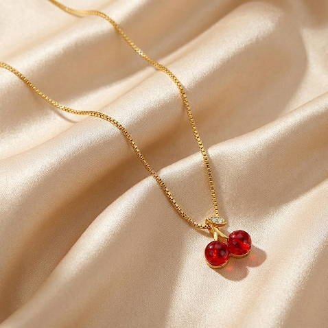 Cherry Charm Necklace – 18K Gold Plated Anti-Tarnish | Eira Collections