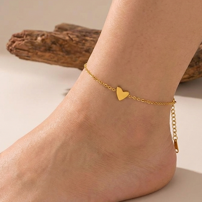 Golden Heart Charm Anklet