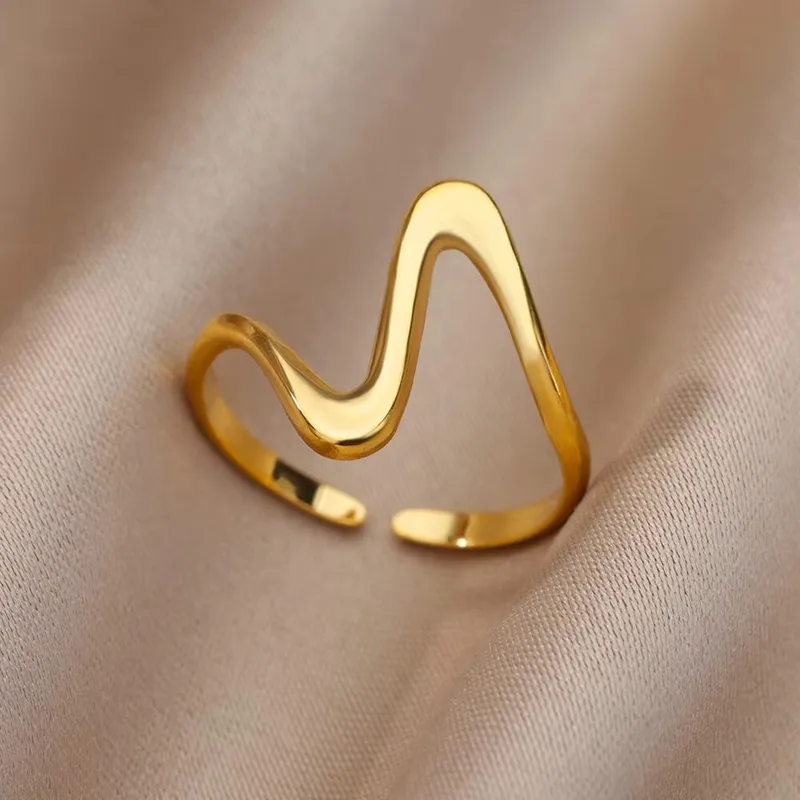 Waveform 18K Gold Plated Adjustable Ring