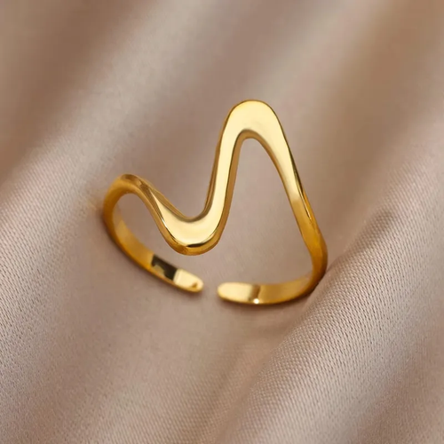 Waveform 18K Gold Plated Adjustable Ring