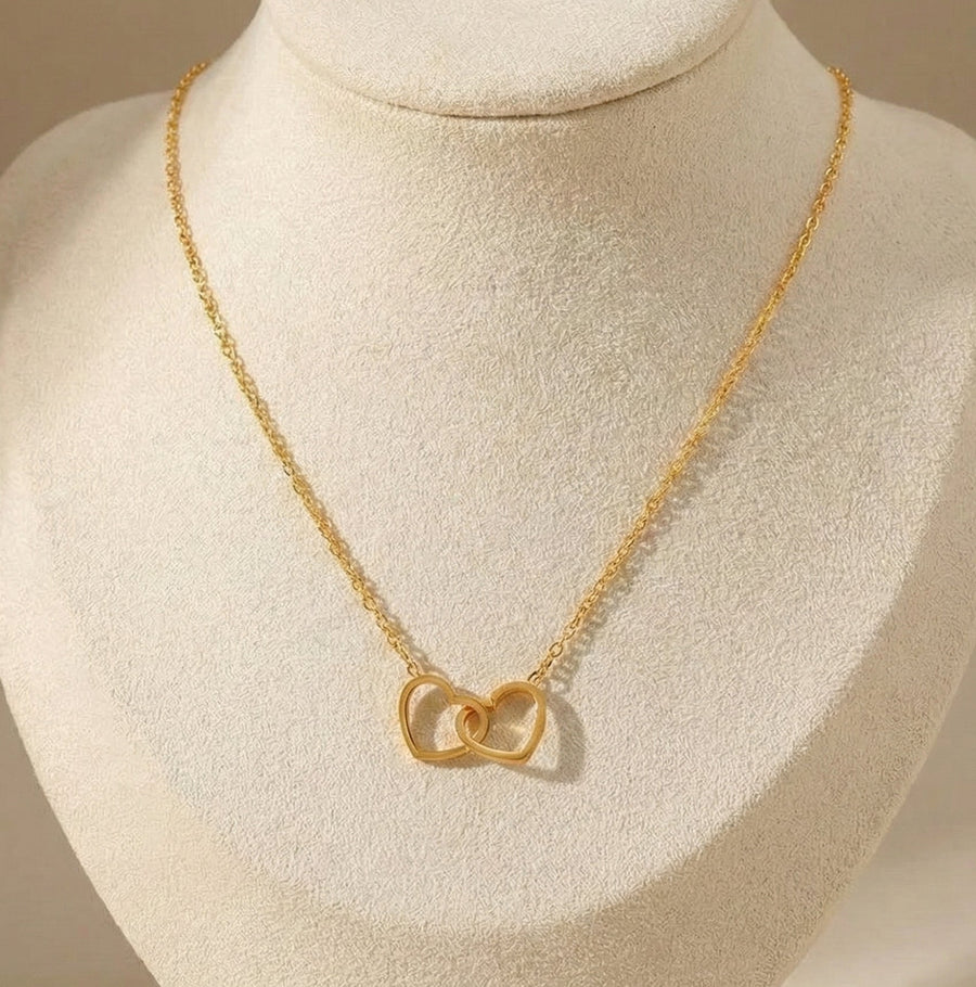 Connected Hearts Dainty Pendant Necklace – Gold Plated | Eira Collections