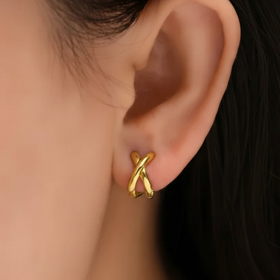 Criss-Cross Huggie Hoops