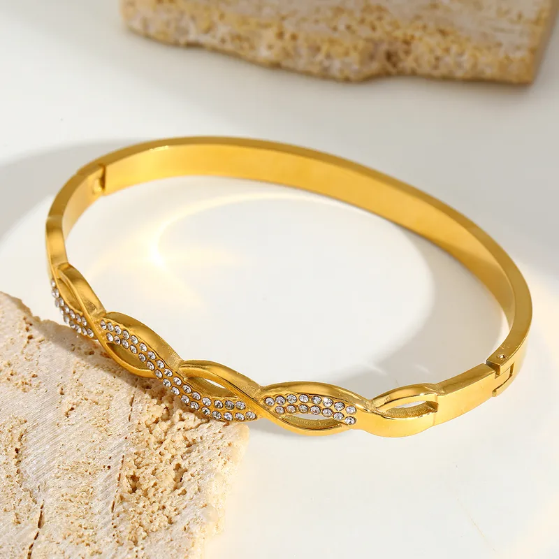 18K Gold Plated Infinity Crystal Kada