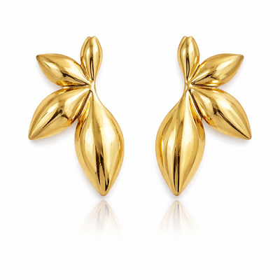 Blossom Arc Half Flower Stud Earrings – 18K Gold Plated | Eira Collections