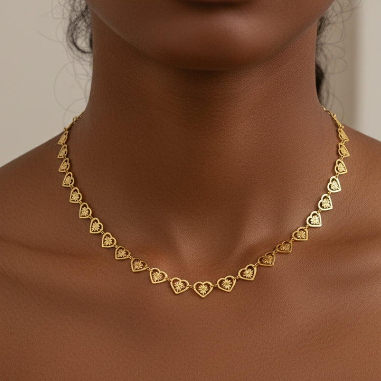 Filigree Heart Choker Necklace