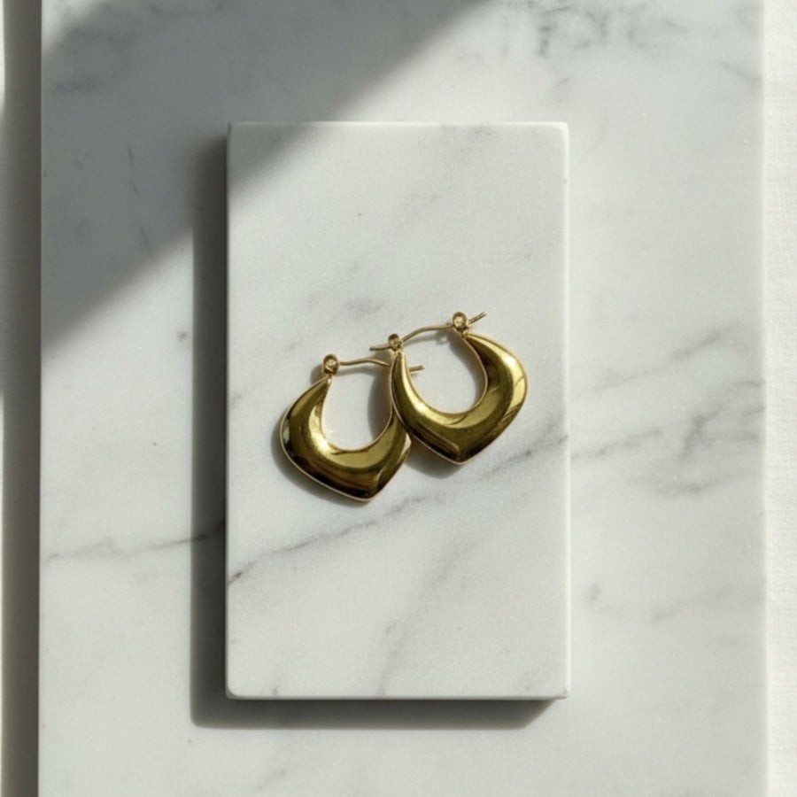 Golden Flux Hoop Earrings – 18K Gold Plated | Eira Collections