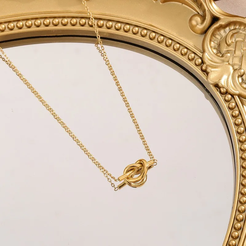 Gold Love Knot Dainty Necklace
