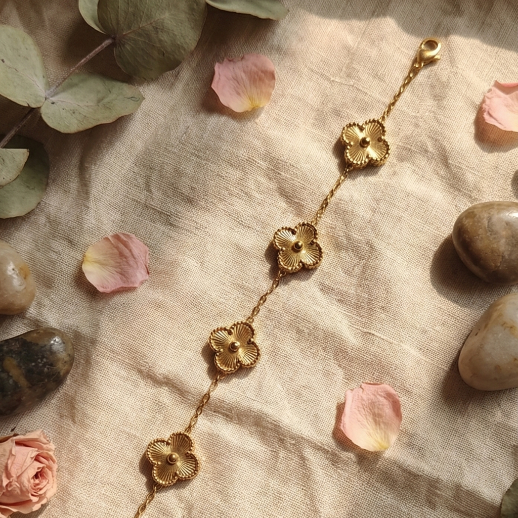 Gold Clover Charm Bracelet