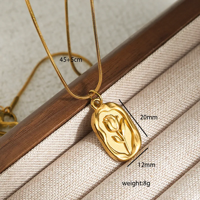 Rose Motif Gold Medallion Necklace