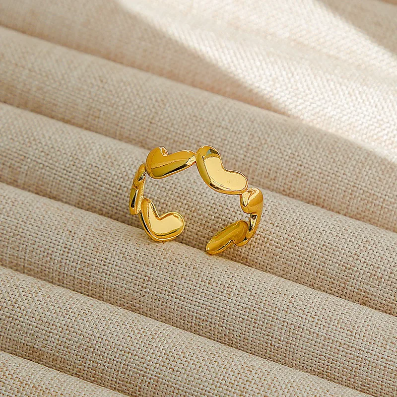 Golden Hearts 18K Gold Plated Adjustable Ring