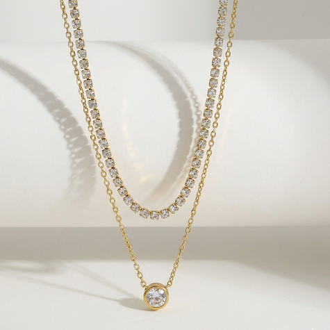 Double Drip Tennis Necklace