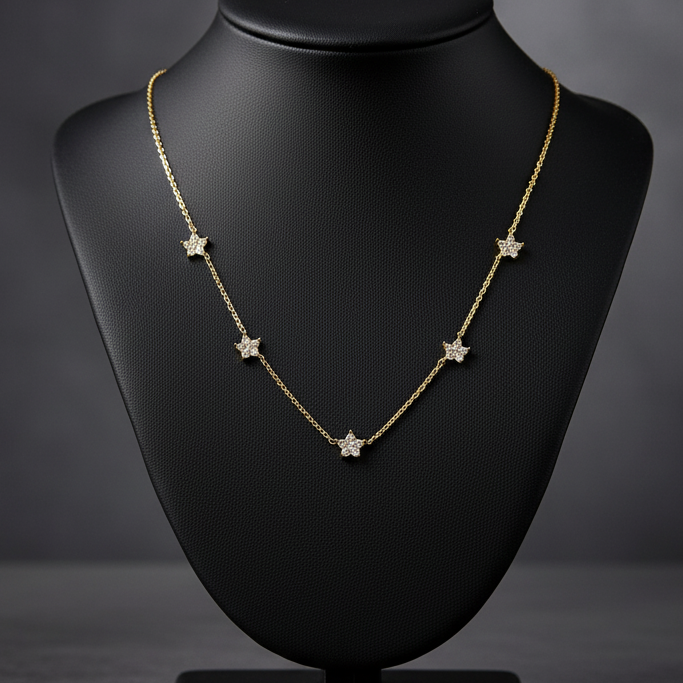 18K Gold Plated Zircon Flower Necklace