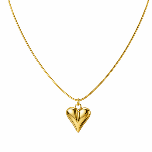 Sleek Puffed Heart Pendant Necklace