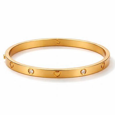 Elegant Heart Crystal  Gold Plated Kada