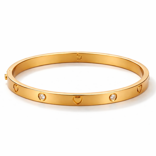 Elegant Heart Crystal  Gold Plated Kada