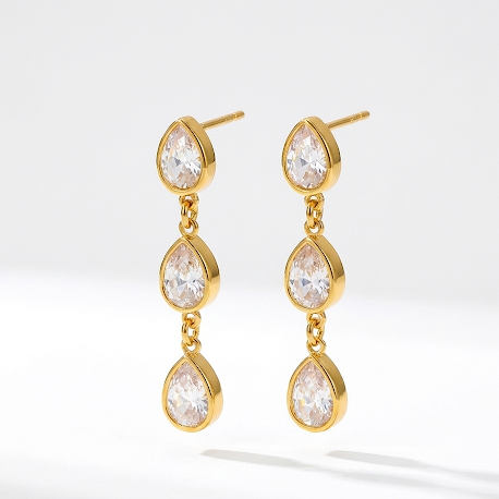 Nova Triple Teardrop Gold Plated Earrings | Eira Collections