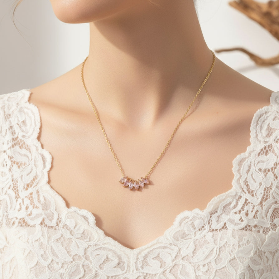 Gold-Plated Marquise-Cut Necklace