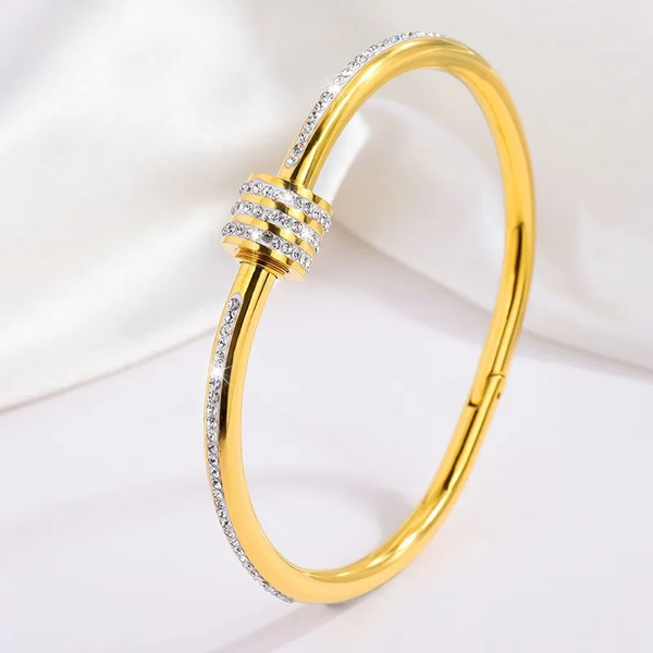 18K Gold Plated Multi-Row Crystal Kada