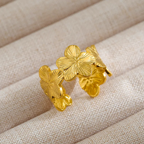 Golden Petal 18K Gold Plated Adjustable Ring
