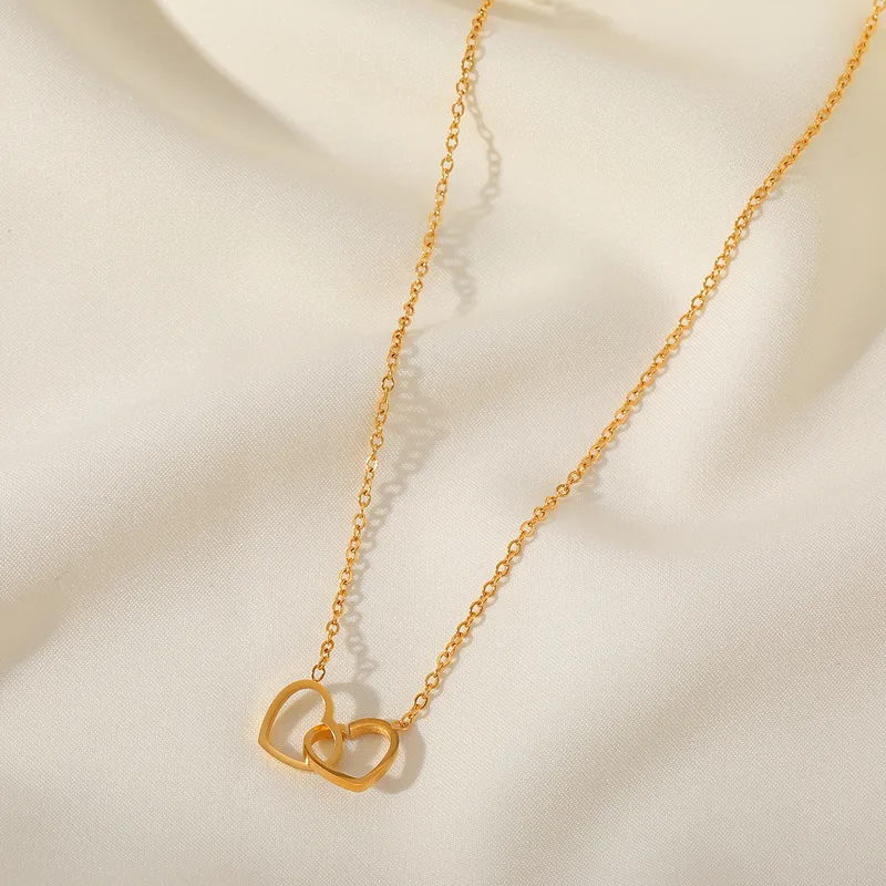 Connected Hearts Dainty Pendant Necklace – Gold Plated | Eira Collections