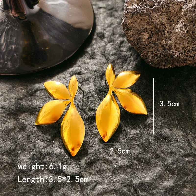 Blossom Arc Half Flower Stud Earrings – 18K Gold Plated | Eira Collections
