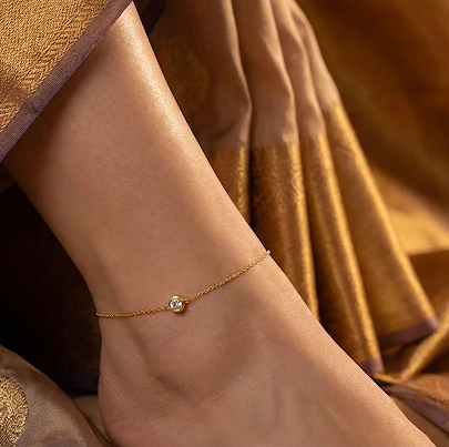 Solitaire Crystal Anklet – 18K Gold Plated