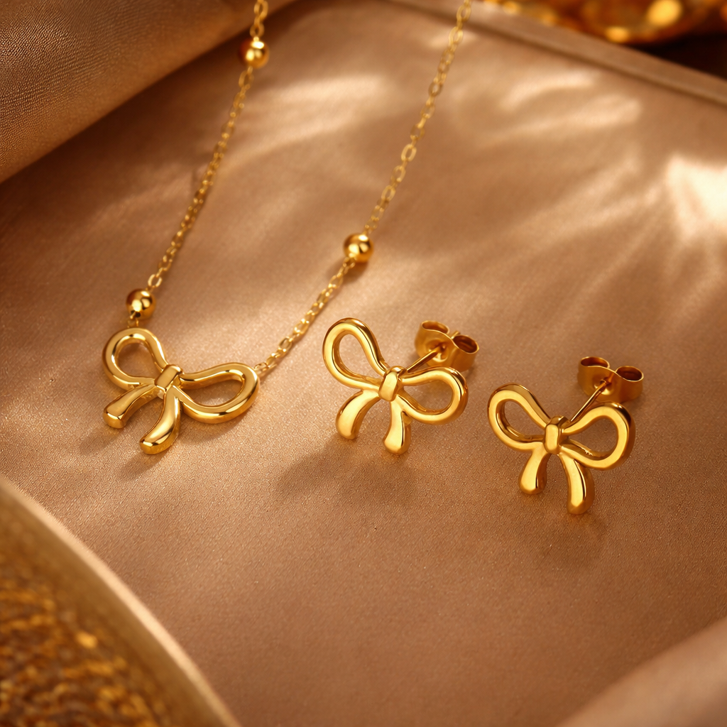 Golden Bow Charm Set – 18K Gold-Plated