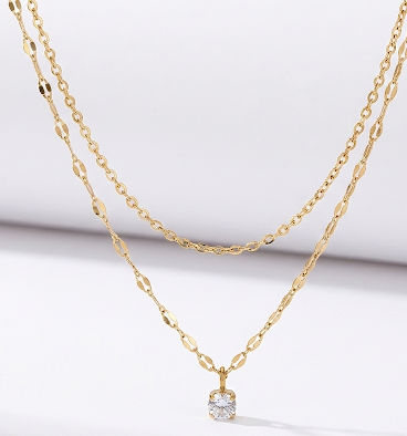 Golden Spark Double-Layer Necklace with Mini Hoops