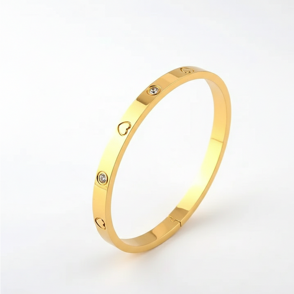 Elegant Heart Crystal  Gold Plated Kada