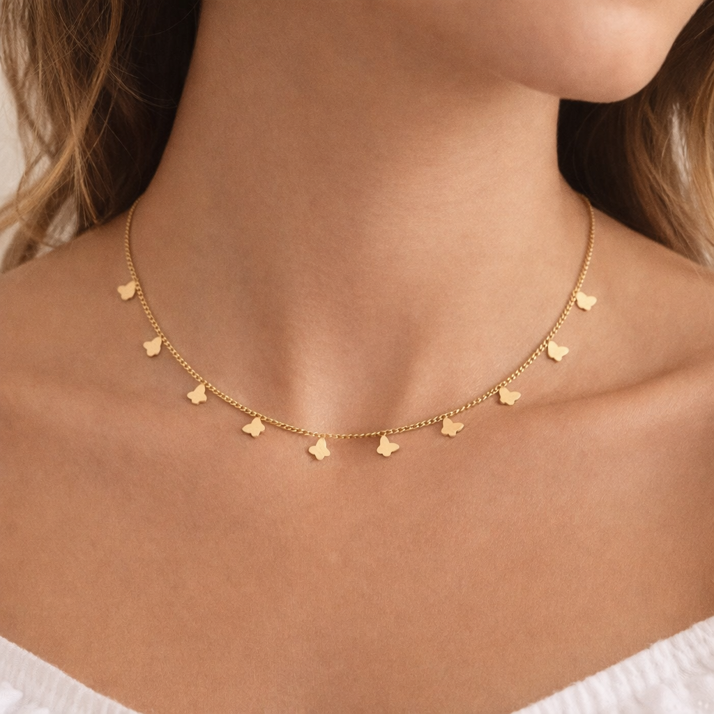 Gold Plated Butterfly Choker Necklace