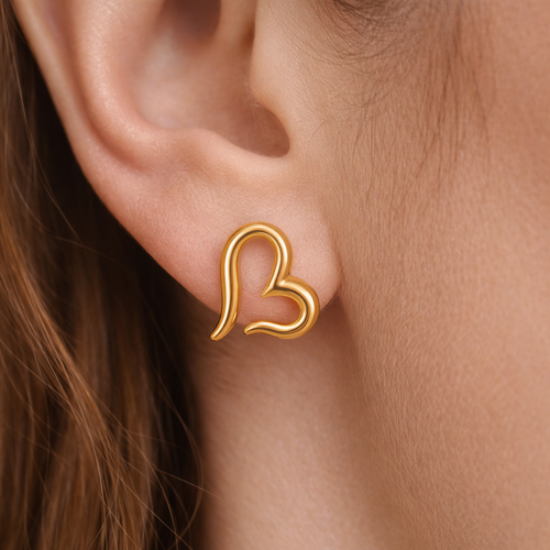 Gold Heart Stud Earrings