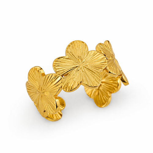 Golden Petal 18K Gold Plated Adjustable Ring