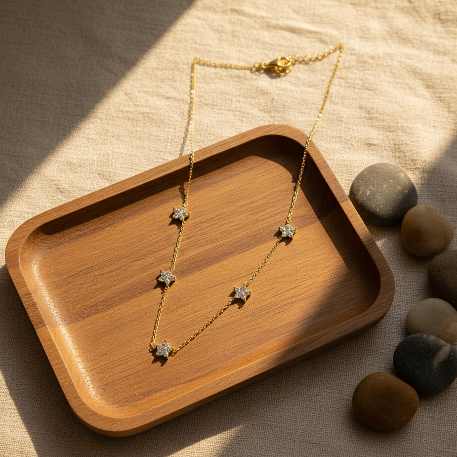 18K Gold Plated Zircon Flower Necklace