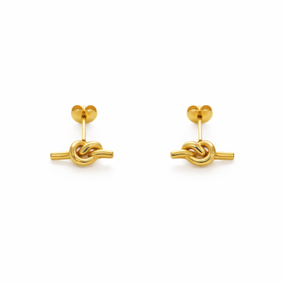 Minimal Love Knot Gold Necklace and Studs set