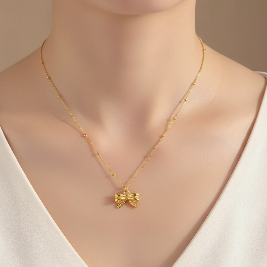 18K Gold plated Bow Knot Necklace