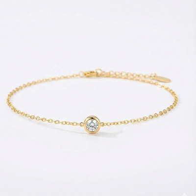 Solitaire Crystal Anklet – 18K Gold Plated