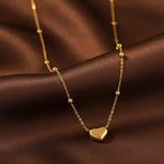 Solid Heart Beaded Necklace – 18K Gold Plated | Eira Collections