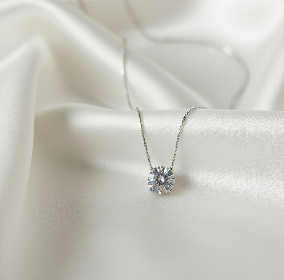 Silver Plated Minimal Round Pendant Necklace